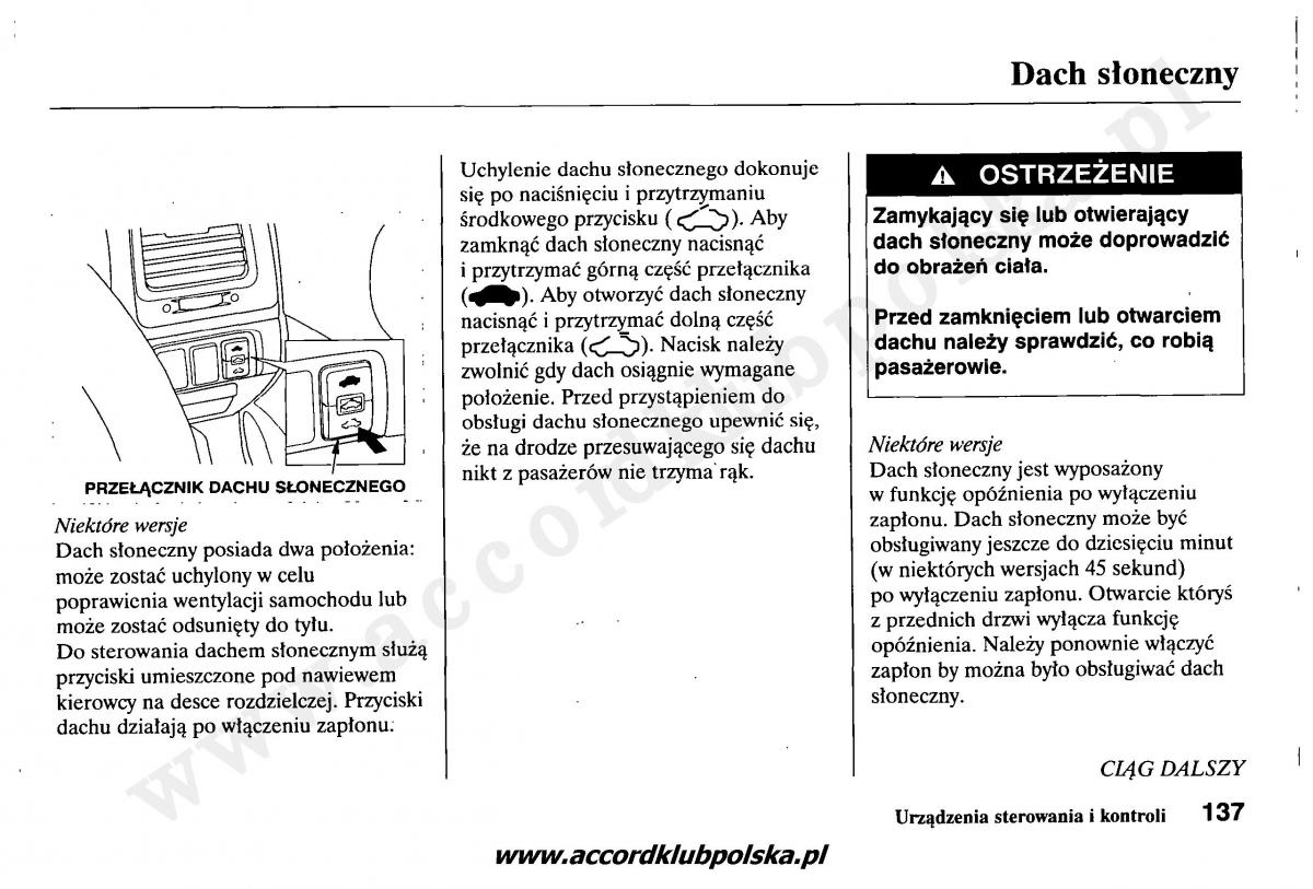 Honda Accord VII 7 instrukcja obslugi / page 141