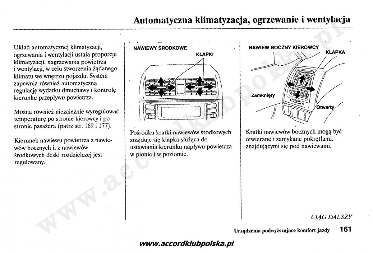 Honda Accord VII 7 instrukcja obslugi / page 165