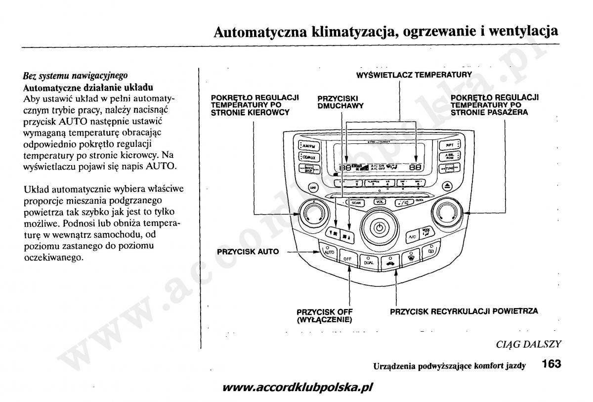 Honda Accord VII 7 instrukcja obslugi / page 167