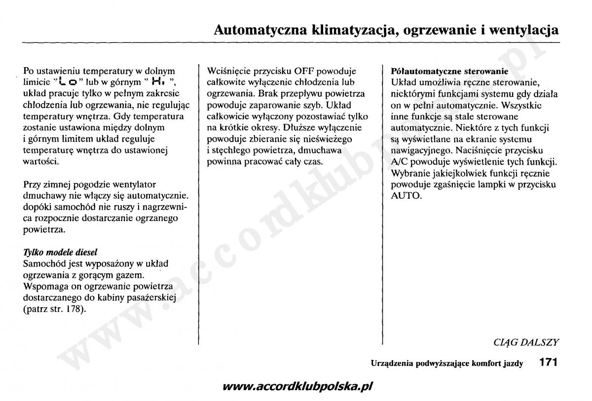 Honda Accord VII 7 instrukcja obslugi / page 175