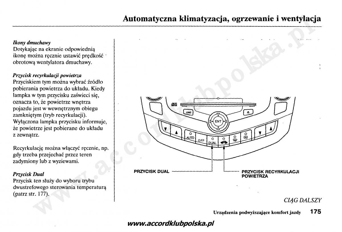 Honda Accord VII 7 instrukcja obslugi / page 179