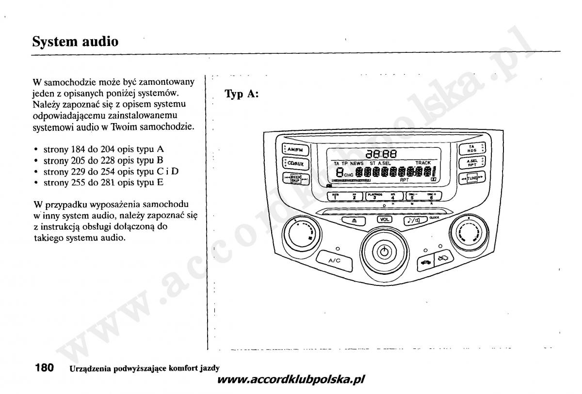 Honda Accord VII 7 instrukcja obslugi / page 184