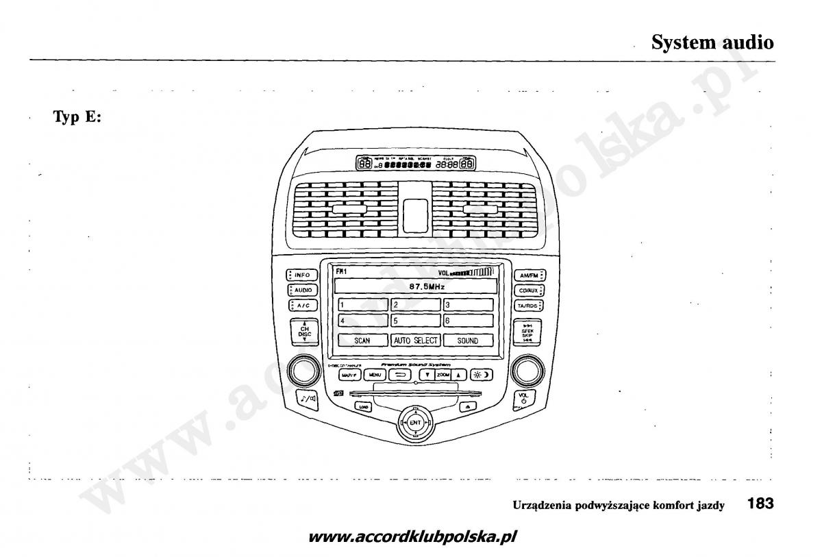 Honda Accord VII 7 instrukcja obslugi / page 187