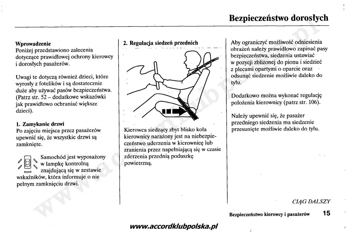 Honda Accord VII 7 instrukcja obslugi / page 19