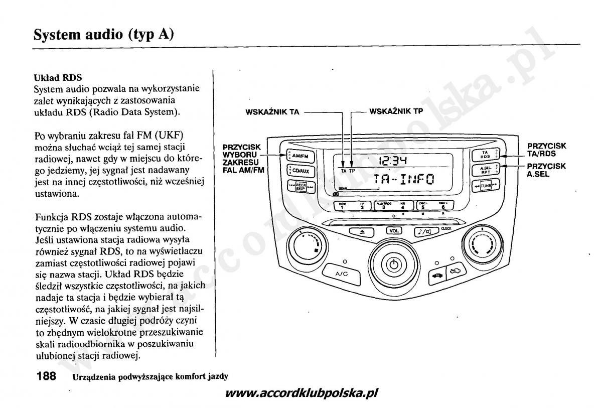 Honda Accord VII 7 instrukcja obslugi / page 192