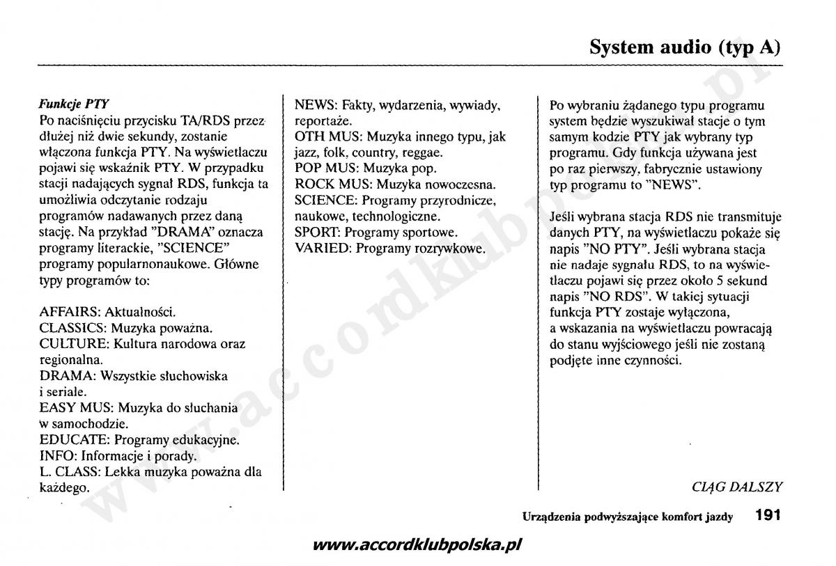 Honda Accord VII 7 instrukcja obslugi / page 195