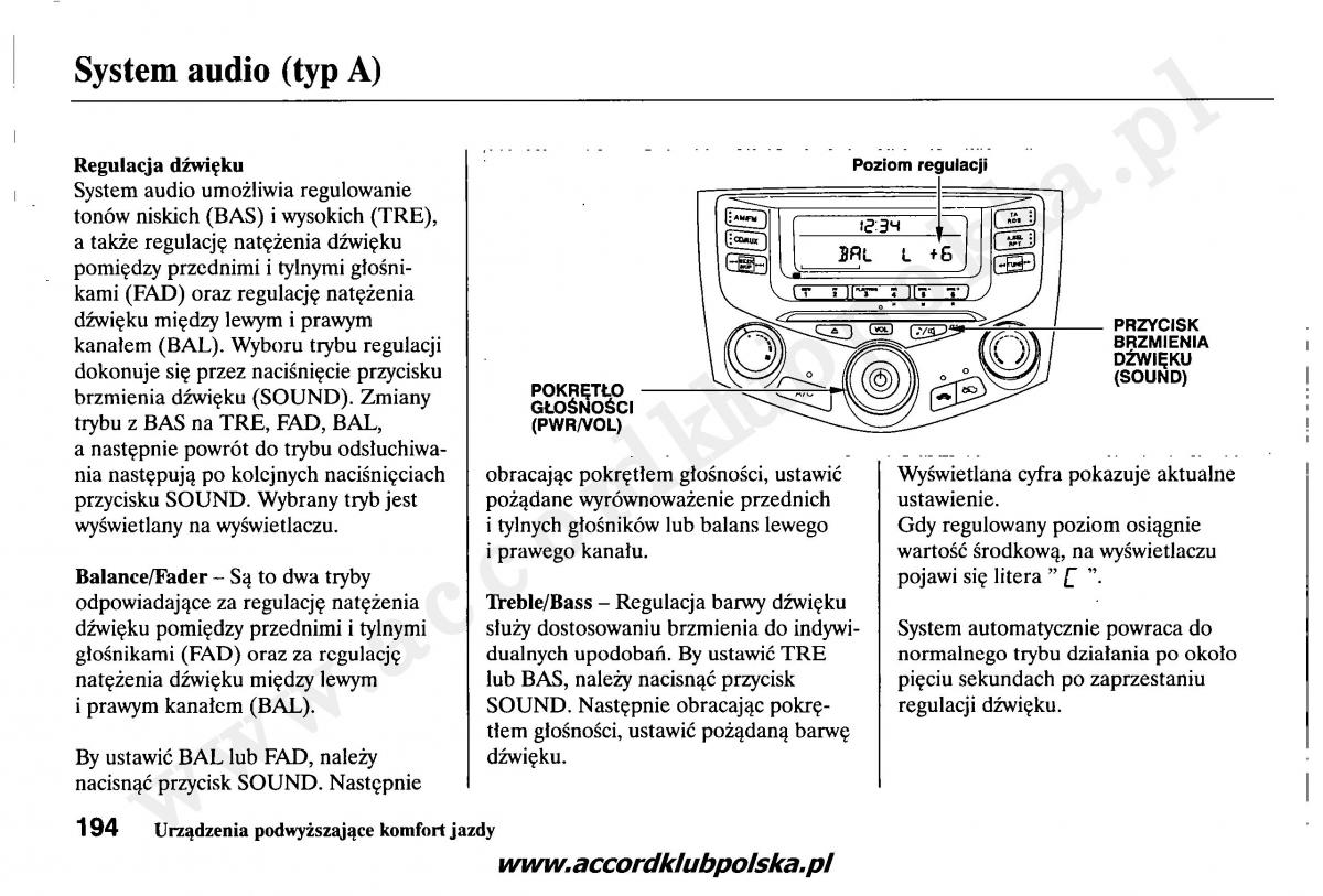 Honda Accord VII 7 instrukcja obslugi / page 198