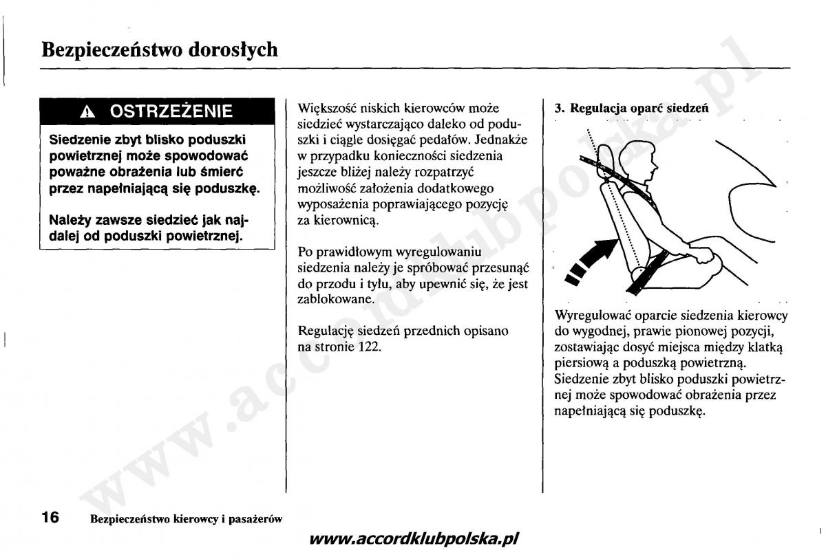 Honda Accord VII 7 instrukcja obslugi / page 20