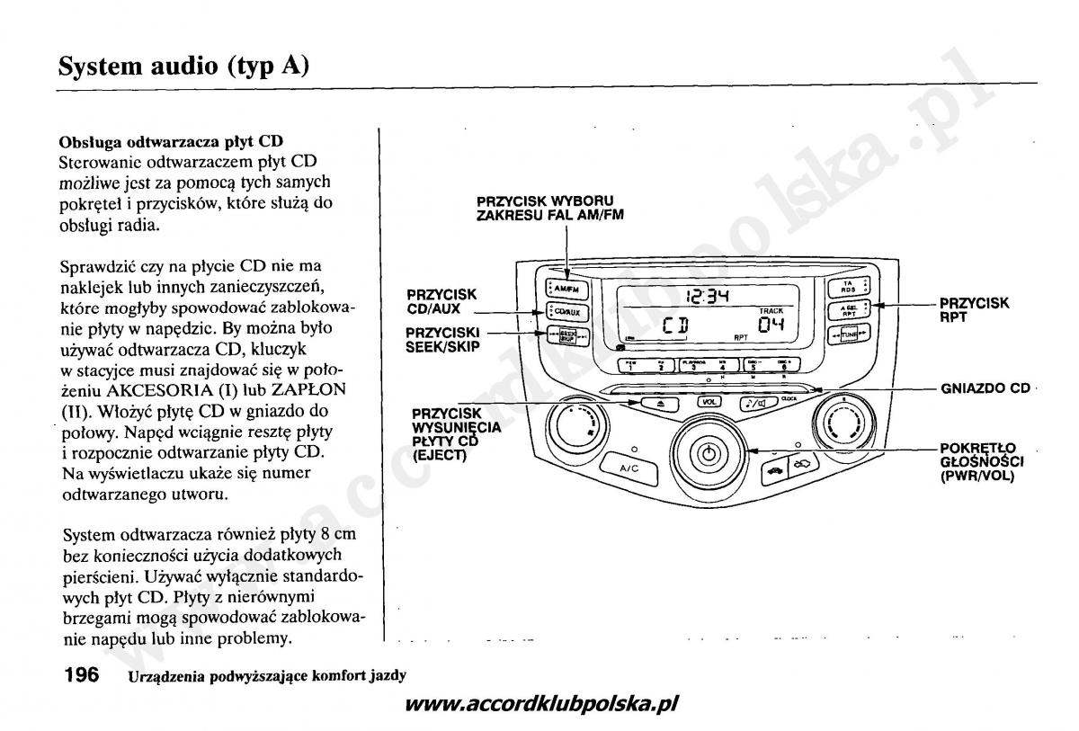 Honda Accord VII 7 instrukcja obslugi / page 200