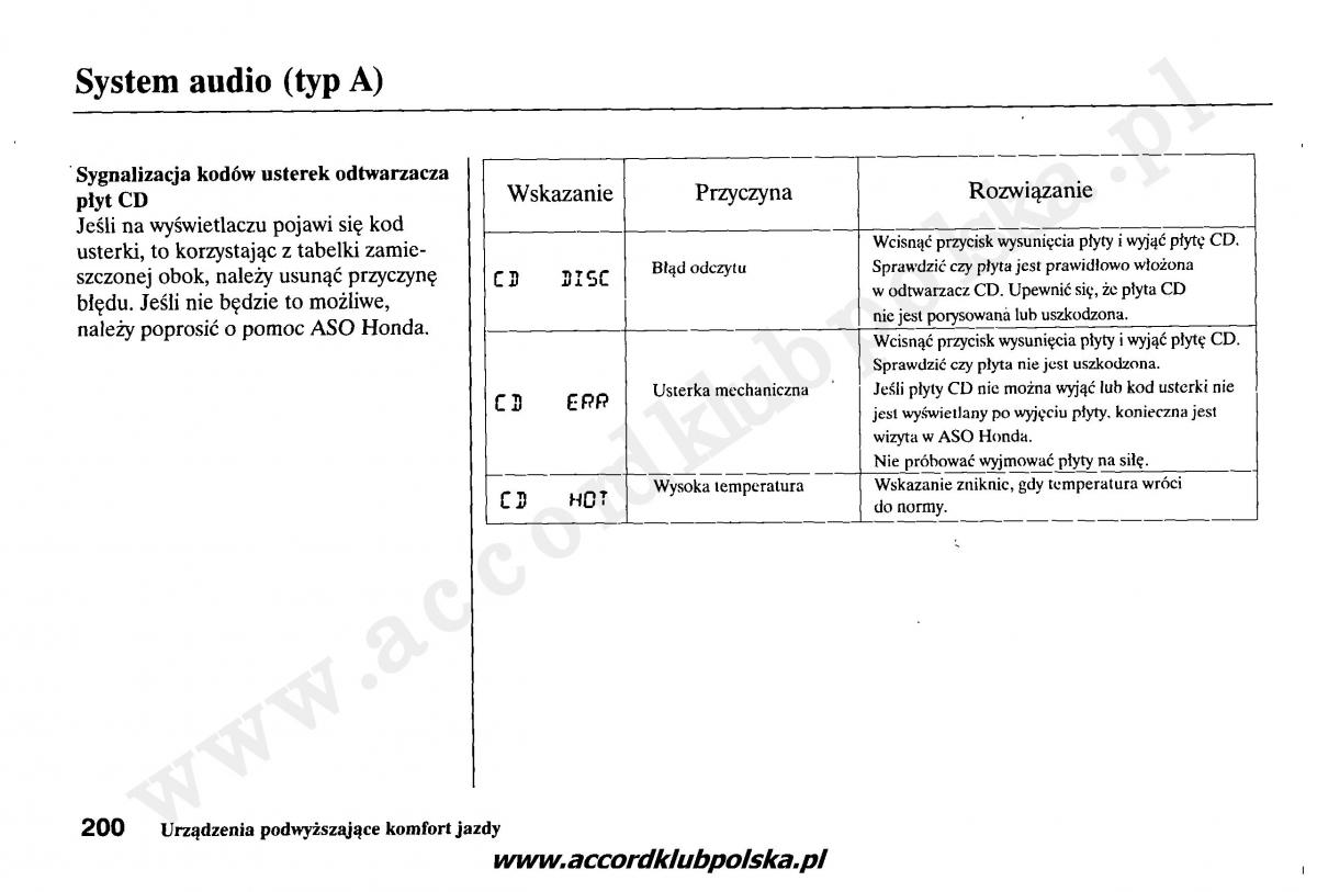 Honda Accord VII 7 instrukcja obslugi / page 204