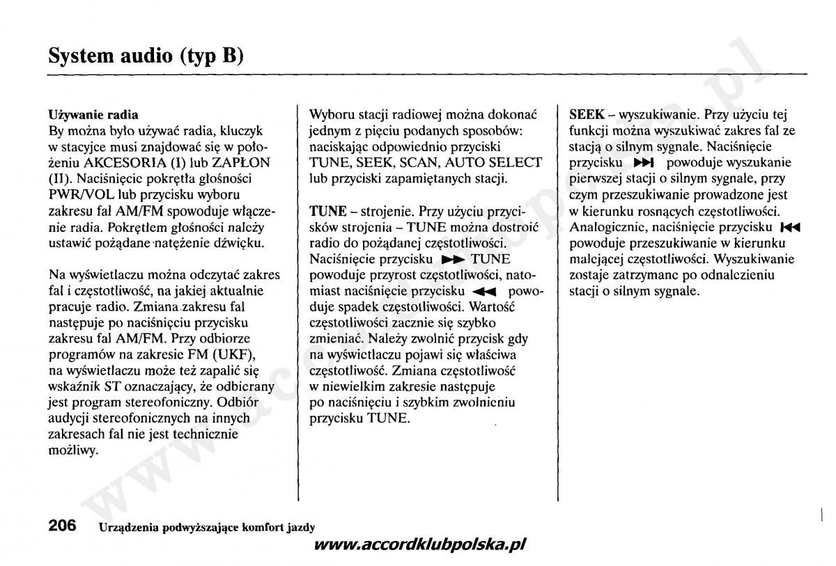 Honda Accord VII 7 instrukcja obslugi / page 210