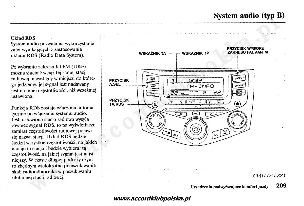 Honda Accord VII 7 instrukcja obslugi / page 213