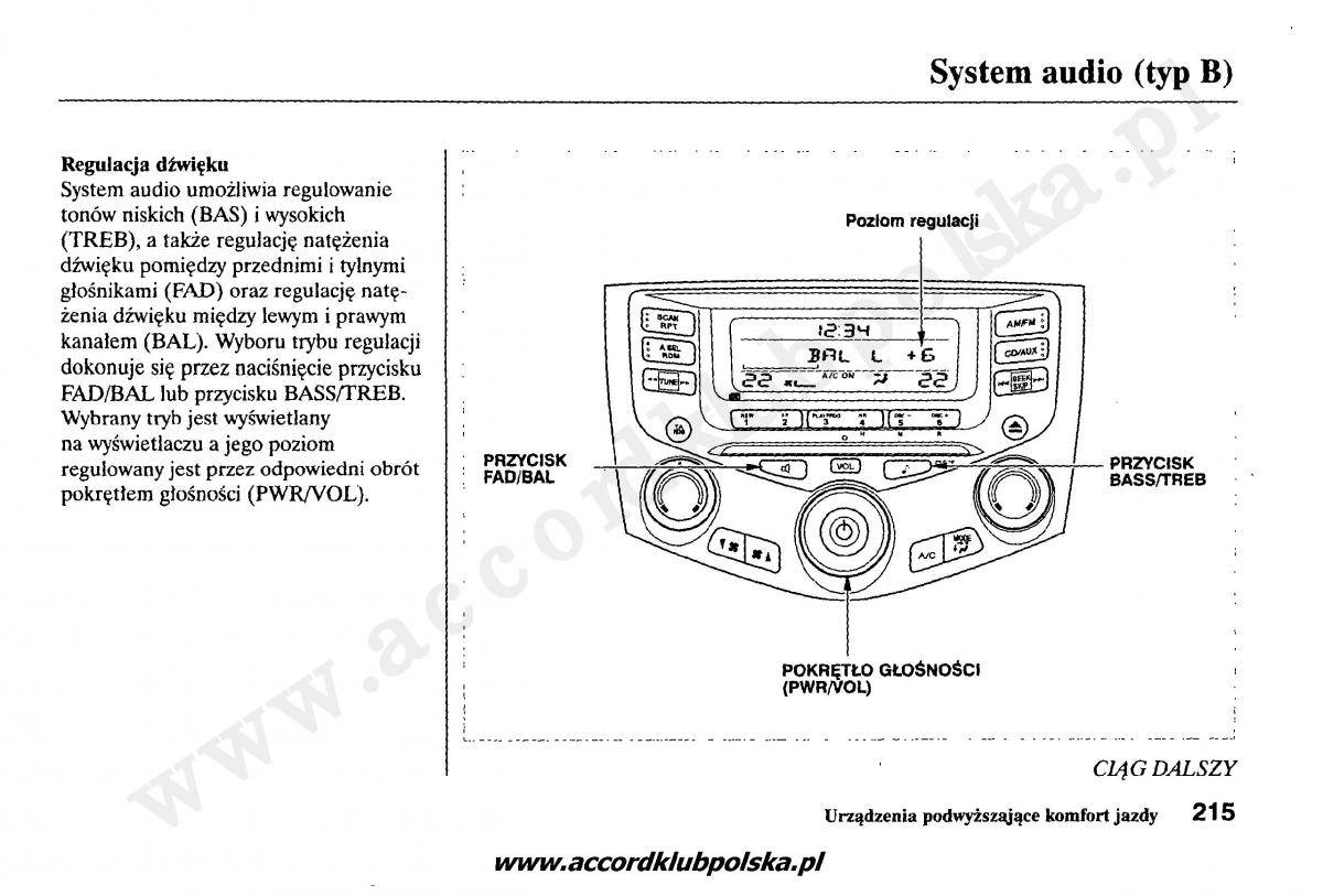 Honda Accord VII 7 instrukcja obslugi / page 219