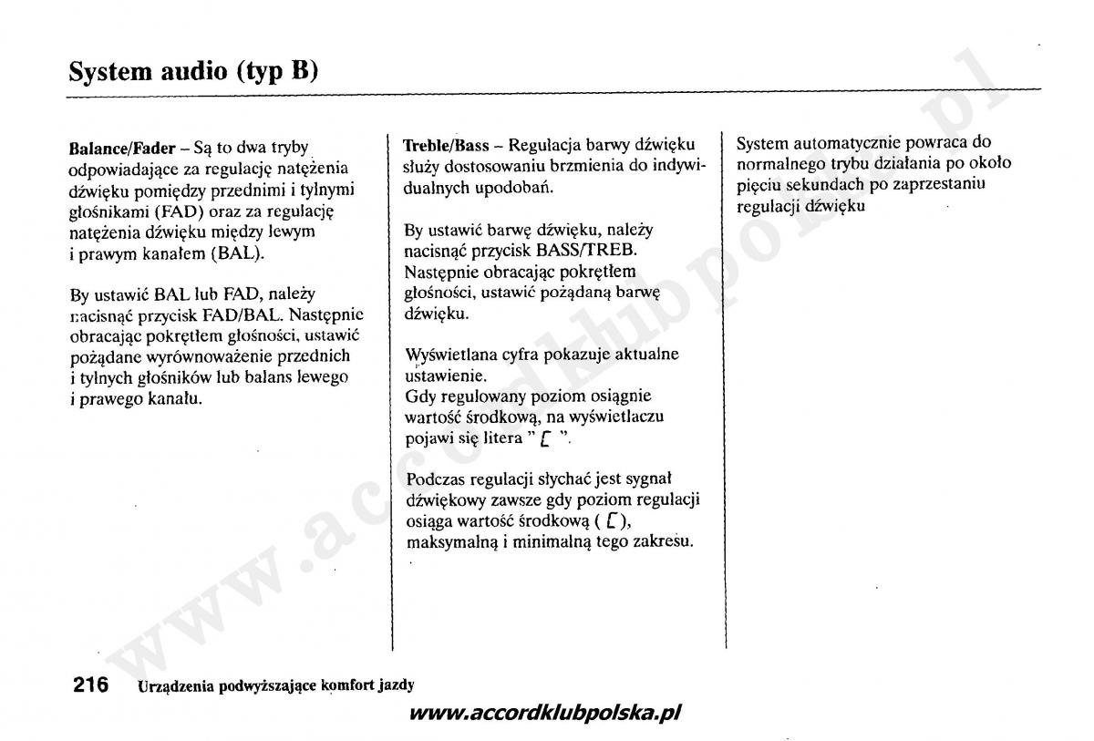 Honda Accord VII 7 instrukcja obslugi / page 220