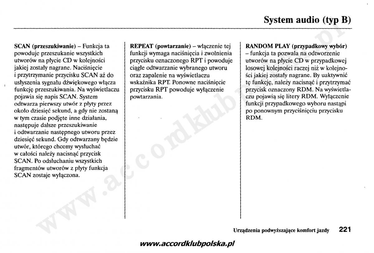 Honda Accord VII 7 instrukcja obslugi / page 225