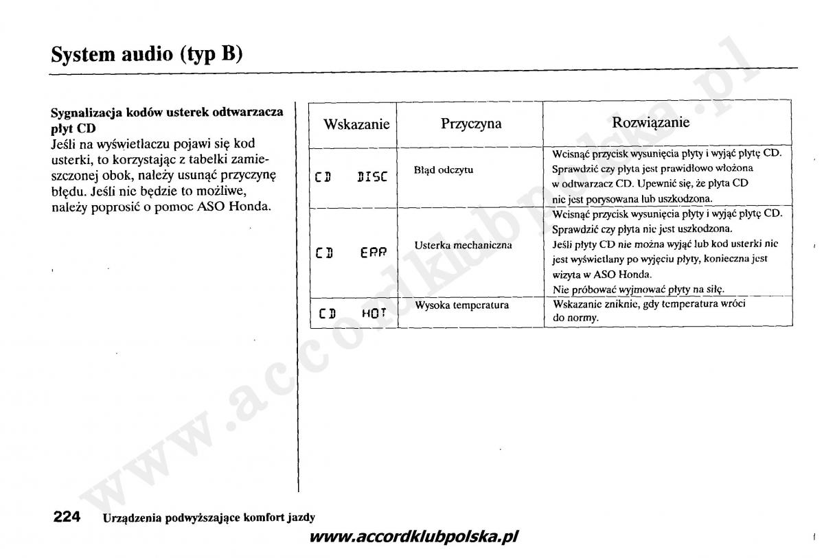 Honda Accord VII 7 instrukcja obslugi / page 228