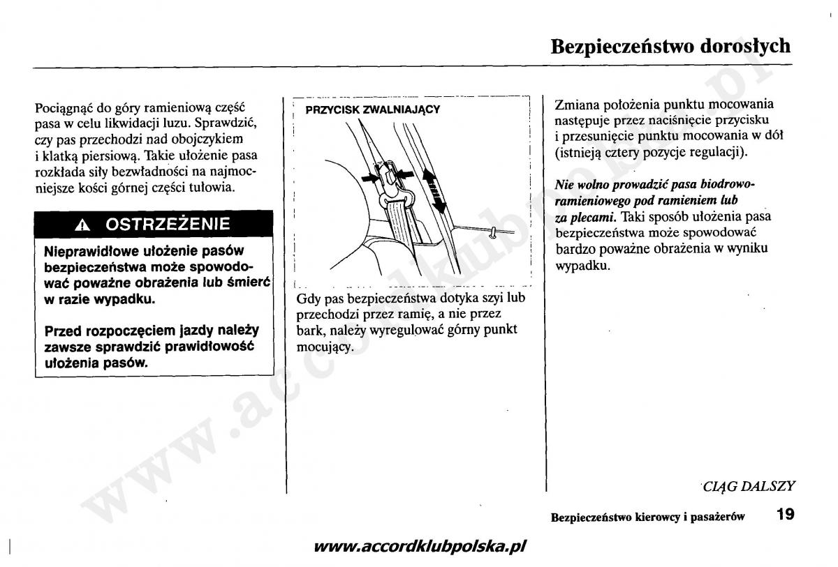 Honda Accord VII 7 instrukcja obslugi / page 23