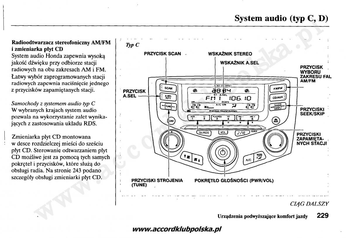 Honda Accord VII 7 instrukcja obslugi / page 233