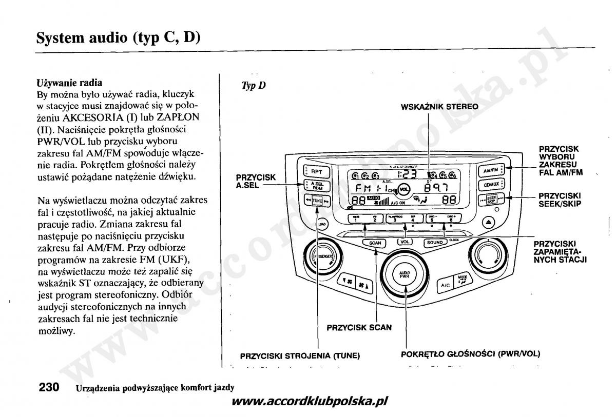 Honda Accord VII 7 instrukcja obslugi / page 234