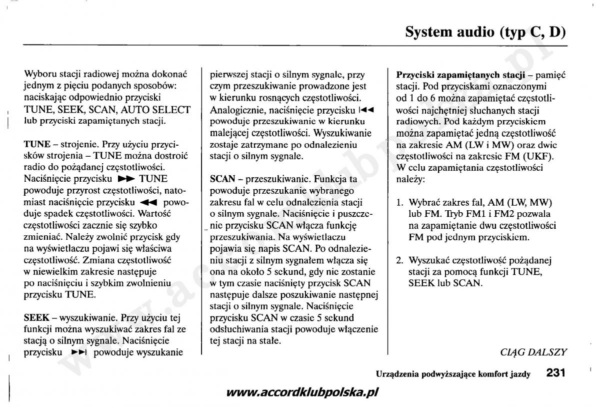 Honda Accord VII 7 instrukcja obslugi / page 235