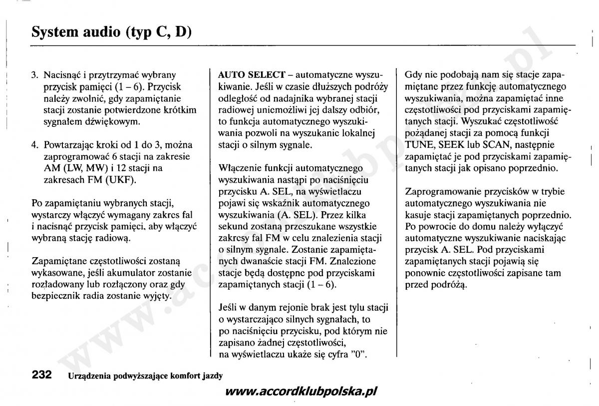 Honda Accord VII 7 instrukcja obslugi / page 236