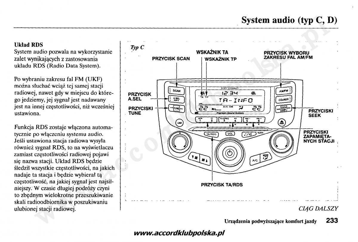 Honda Accord VII 7 instrukcja obslugi / page 237