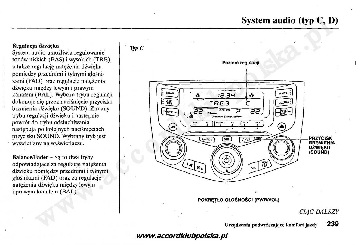 Honda Accord VII 7 instrukcja obslugi / page 243