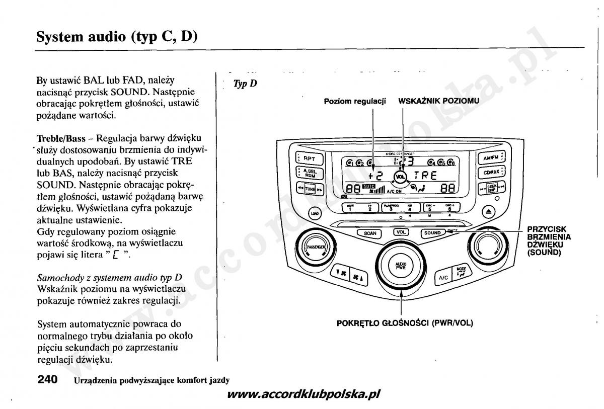 Honda Accord VII 7 instrukcja obslugi / page 244