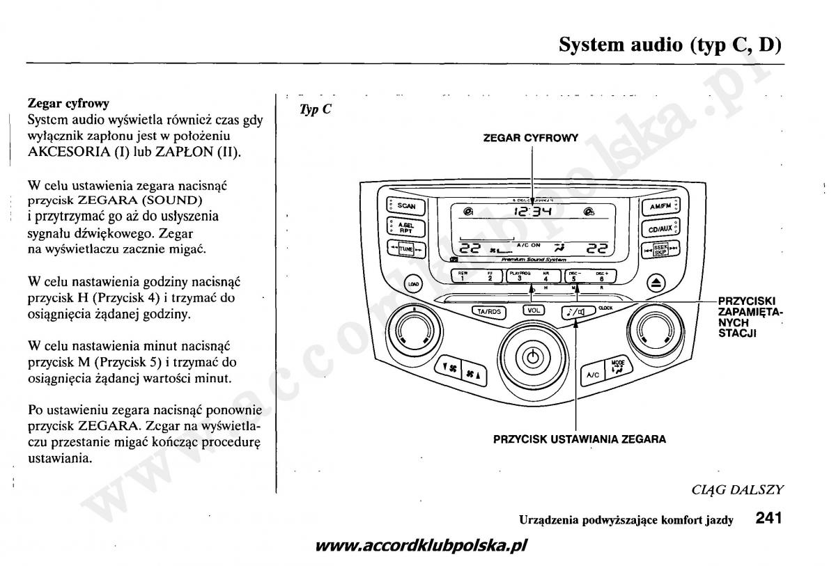 Honda Accord VII 7 instrukcja obslugi / page 245