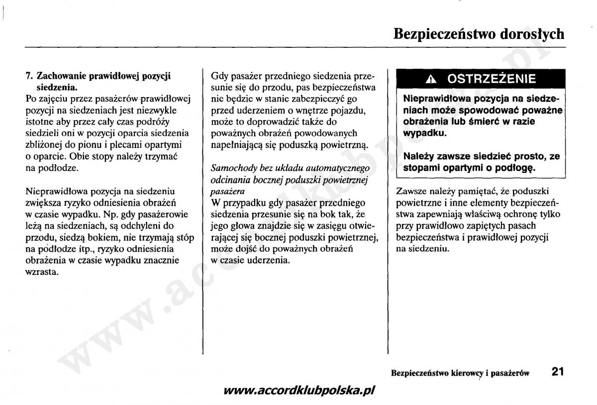 Honda Accord VII 7 instrukcja obslugi / page 25