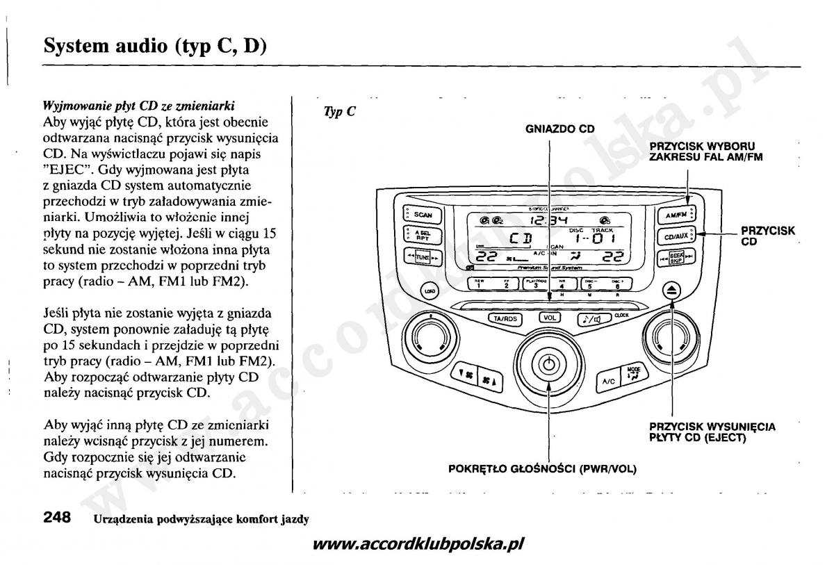 Honda Accord VII 7 instrukcja obslugi / page 252