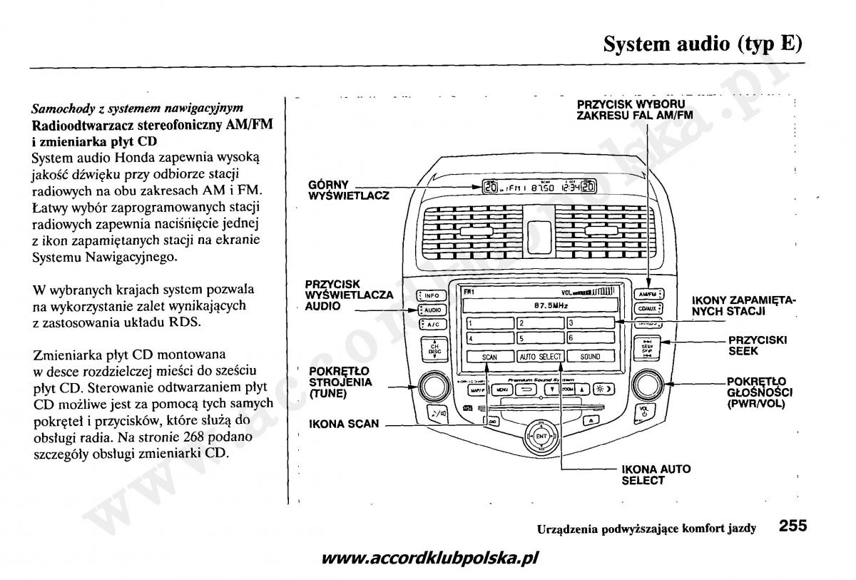 Honda Accord VII 7 instrukcja obslugi / page 259