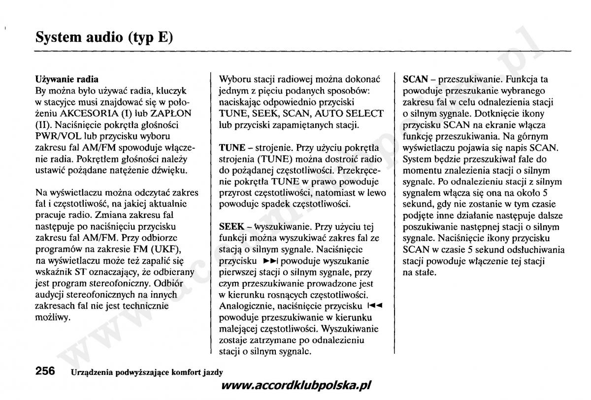 Honda Accord VII 7 instrukcja obslugi / page 260