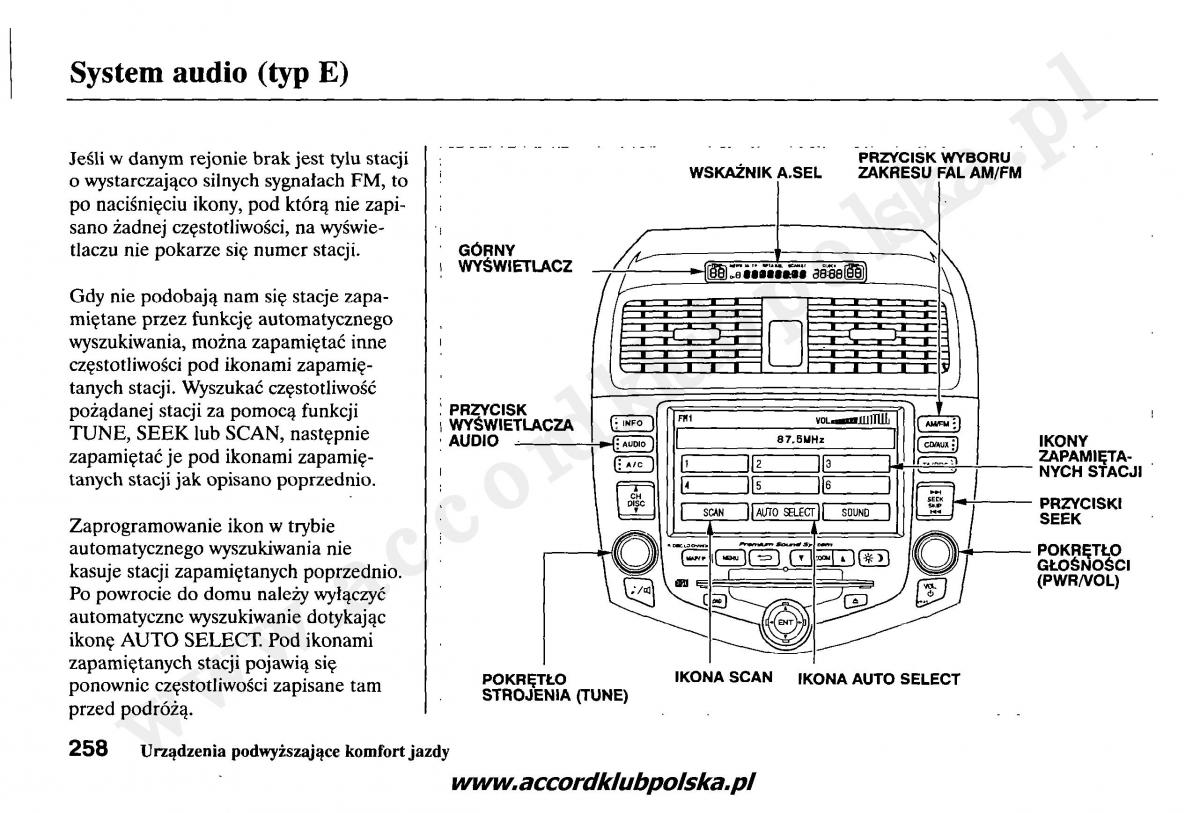 Honda Accord VII 7 instrukcja obslugi / page 262