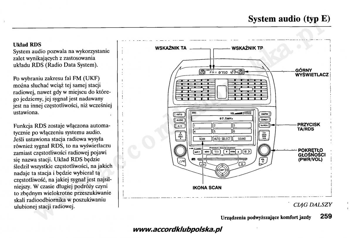 Honda Accord VII 7 instrukcja obslugi / page 263