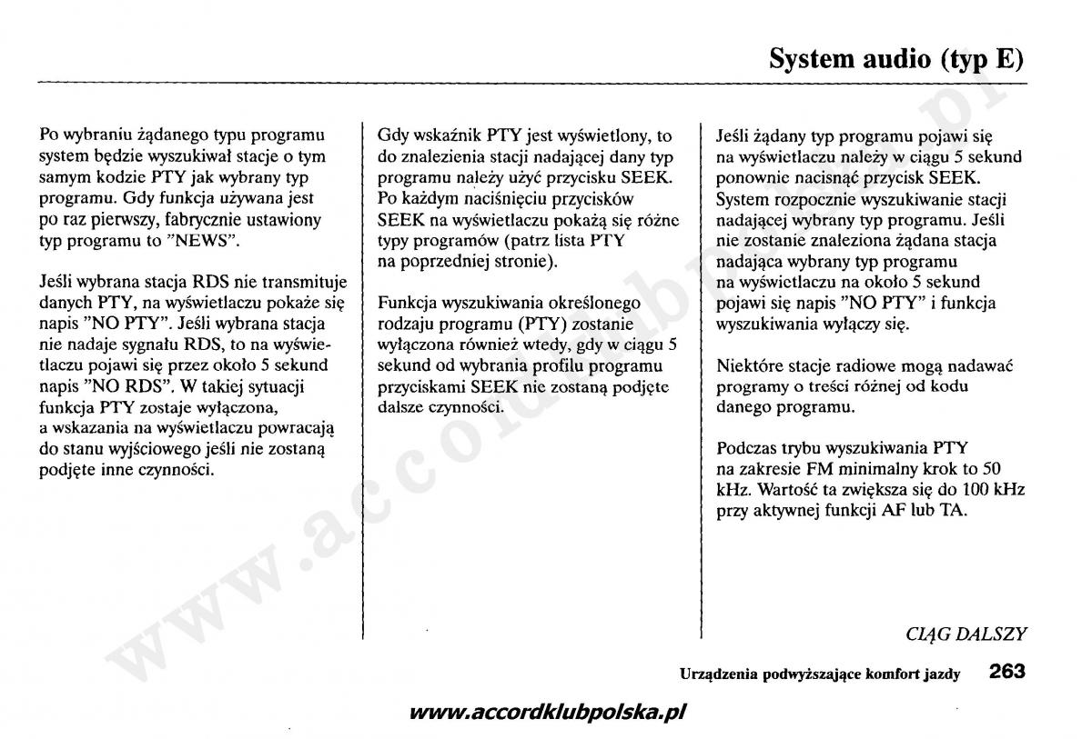 Honda Accord VII 7 instrukcja obslugi / page 267