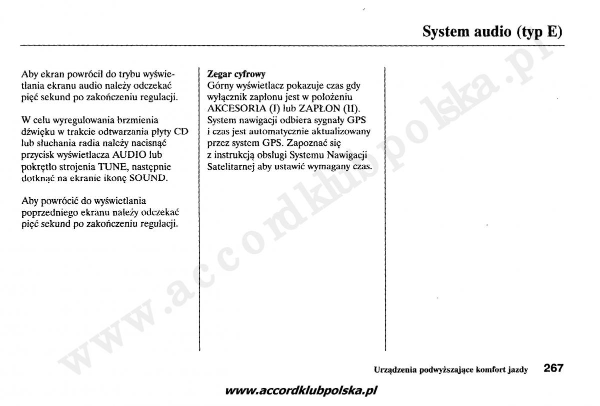 Honda Accord VII 7 instrukcja obslugi / page 271