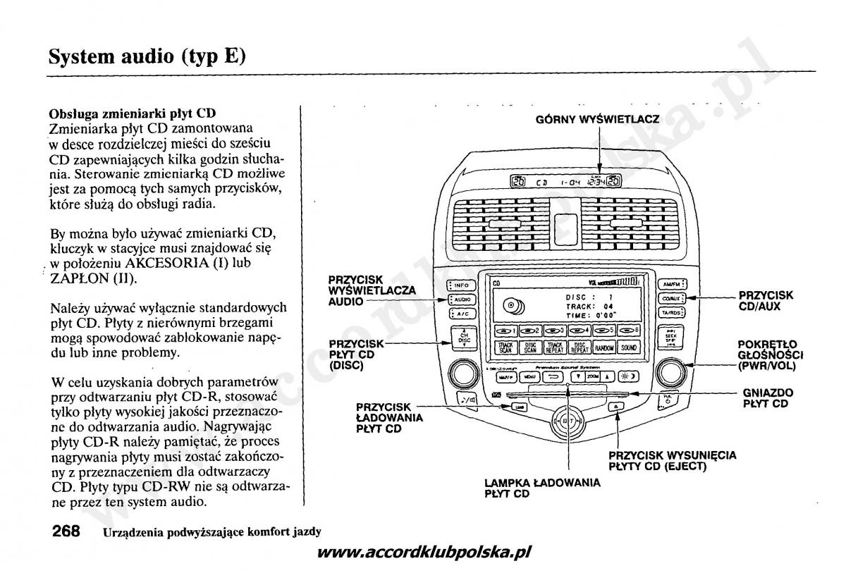 Honda Accord VII 7 instrukcja obslugi / page 272