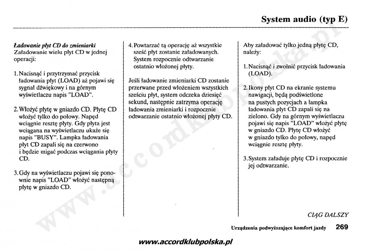 Honda Accord VII 7 instrukcja obslugi / page 273