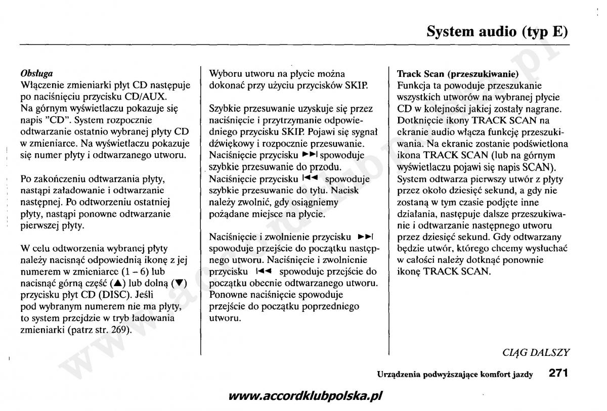 Honda Accord VII 7 instrukcja obslugi / page 275