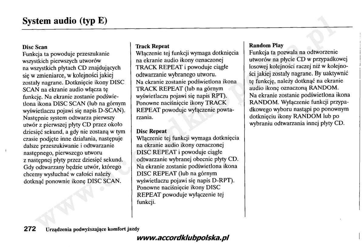 Honda Accord VII 7 instrukcja obslugi / page 276