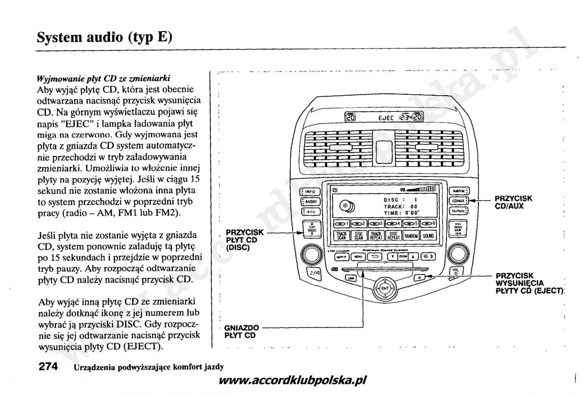 Honda Accord VII 7 instrukcja obslugi / page 278