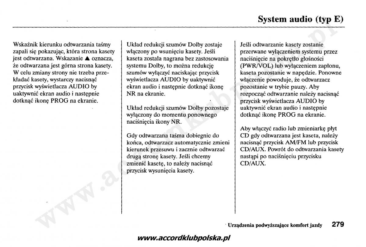 Honda Accord VII 7 instrukcja obslugi / page 283