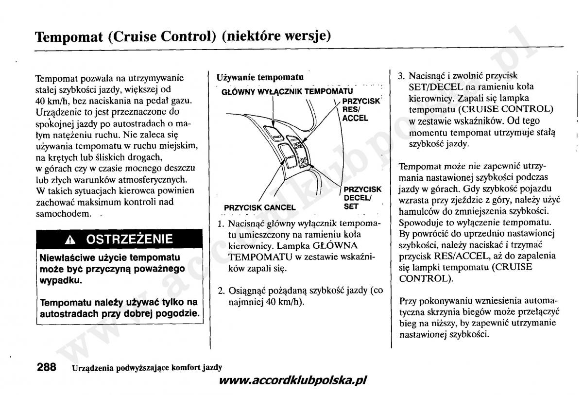 Honda Accord VII 7 instrukcja obslugi / page 292