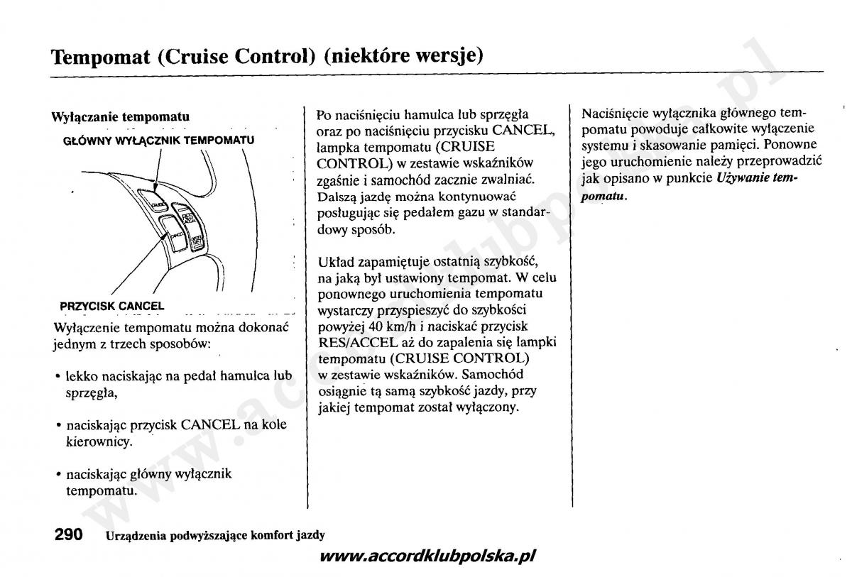 Honda Accord VII 7 instrukcja obslugi / page 294