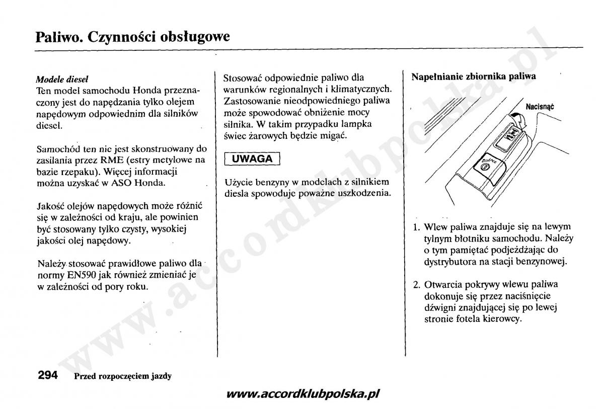 Honda Accord VII 7 instrukcja obslugi / page 298