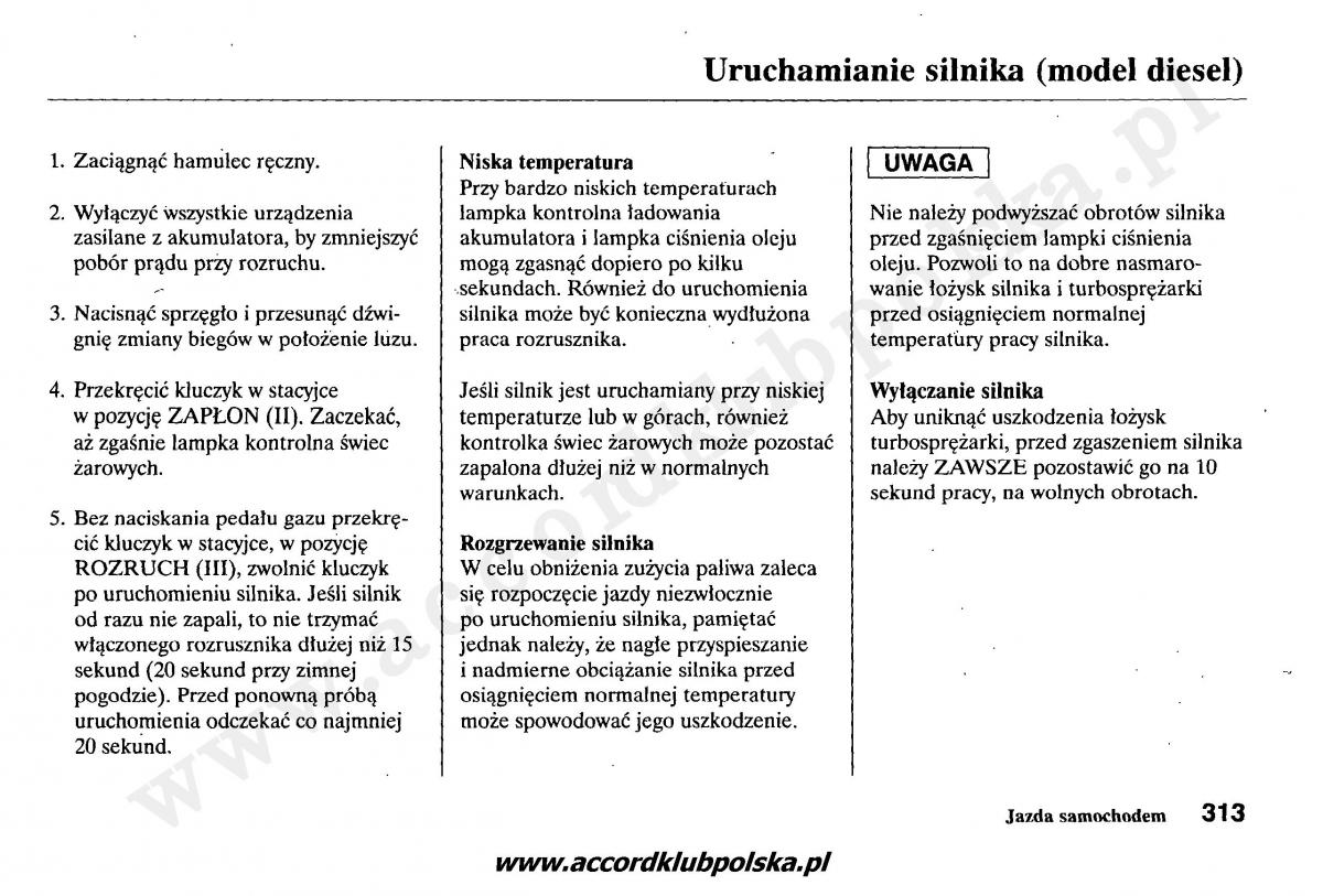 Honda Accord VII 7 instrukcja obslugi / page 317