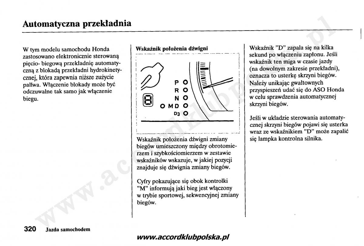 Honda Accord VII 7 instrukcja obslugi / page 324