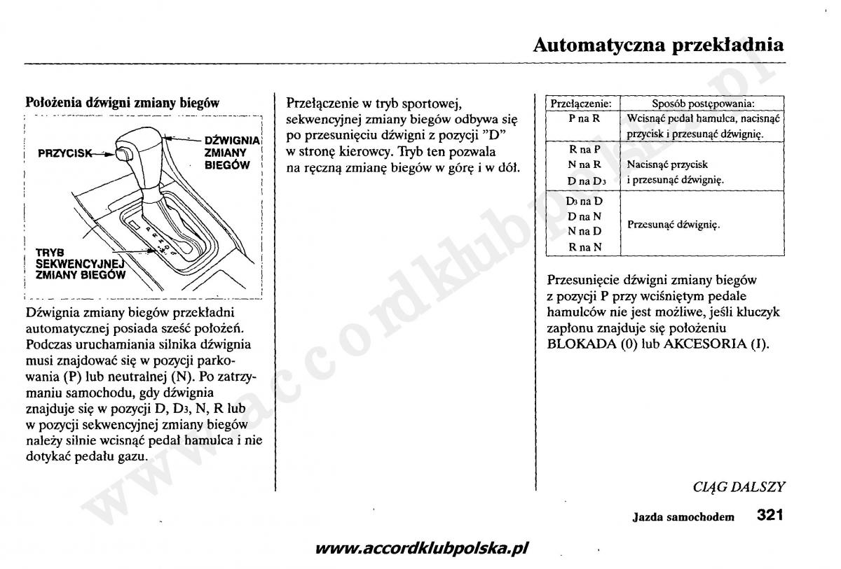 Honda Accord VII 7 instrukcja obslugi / page 325