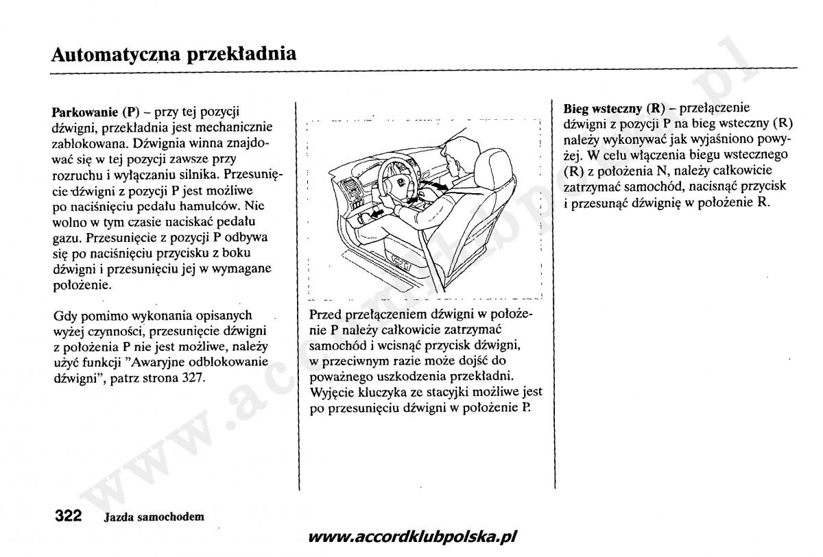 Honda Accord VII 7 instrukcja obslugi / page 326